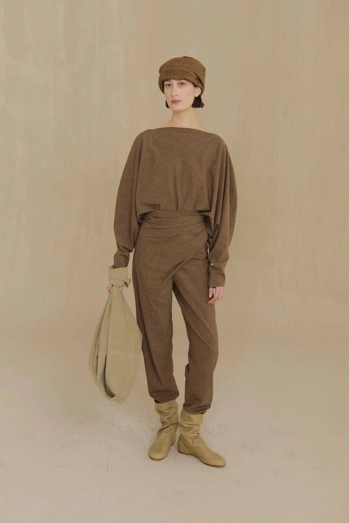 Nasa, light brown virgin wool and silk top