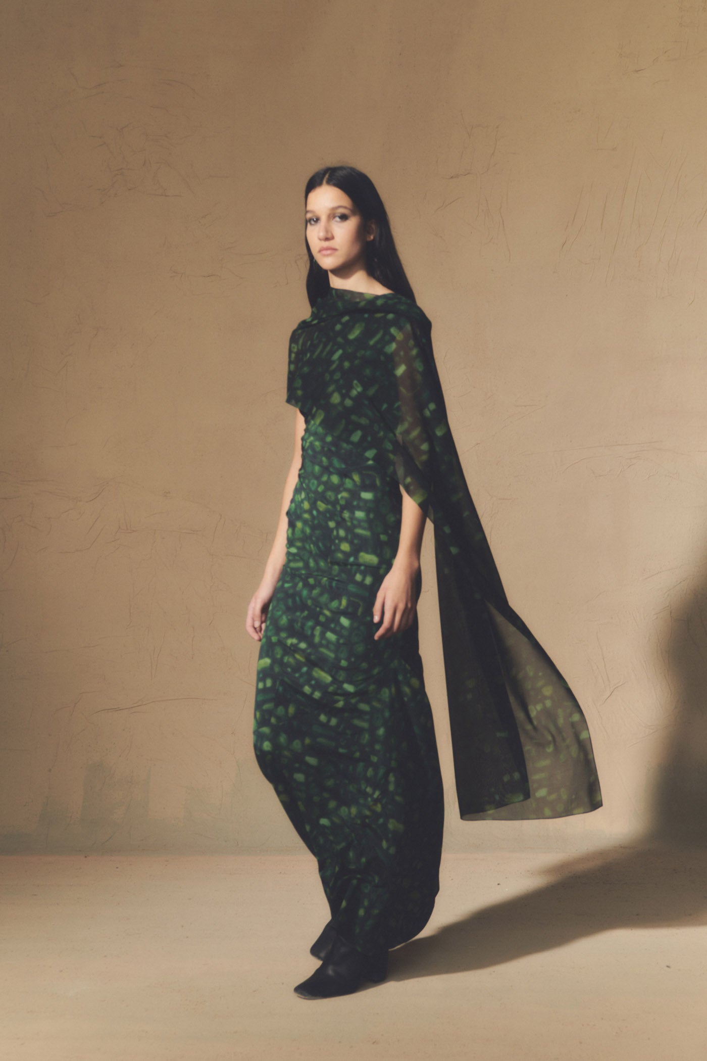 Nicky, asymmetrical printed silk dress