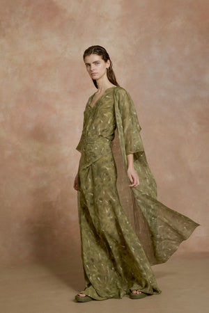 organic silk dress Silk Maxi Shirt Dress Niue Night Sky / S