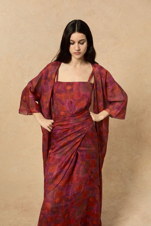 Lyn, indira print sarong skirt in ramie