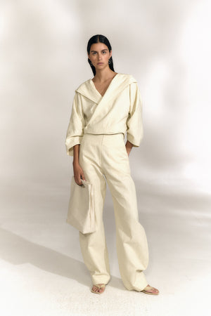 Noa, pantalon de lino y algodon marfil