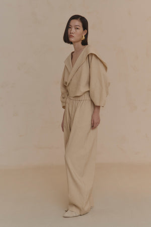 Noa, sand linen and virgin wool jacket