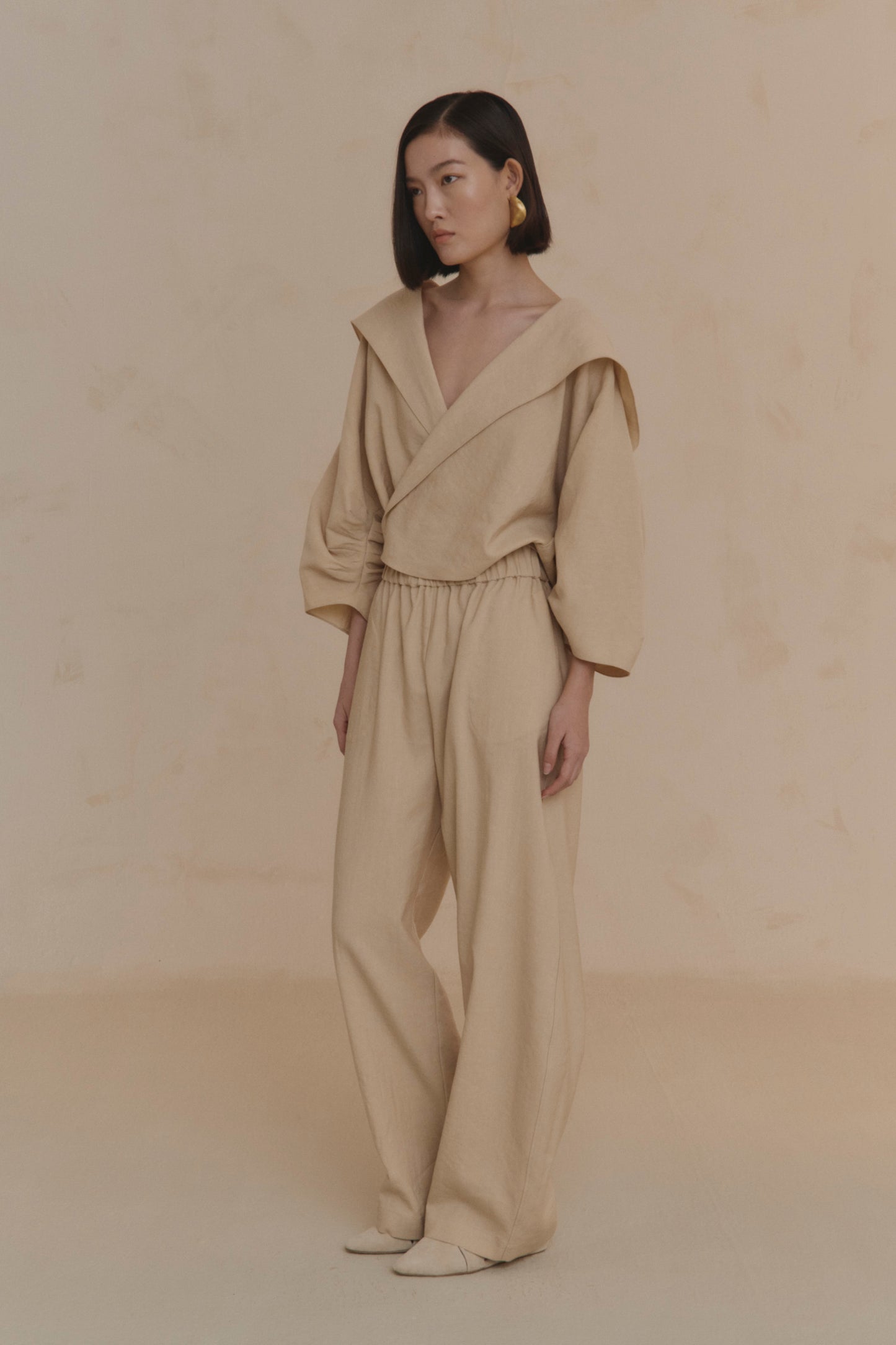 Rocco, pantalon de lino y lana virgen arena