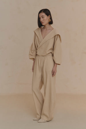 Rocco, pantalon de lino y lana virgen arena