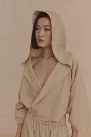 Noa, sand linen and virgin wool jacket