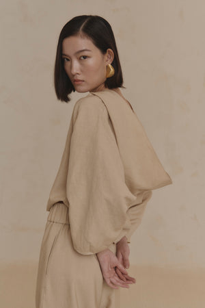 Noa, sand linen and virgin wool jacket