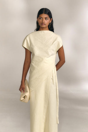 Noa, ivory linen and cotton pareo skirt