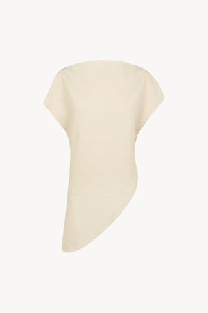 Noe,  ivory asymmetrical top in linen and cotton