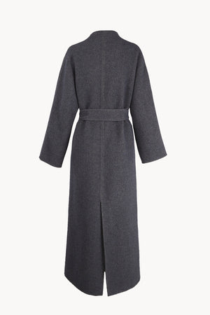 Noon, blue melange wool and cotton long coat