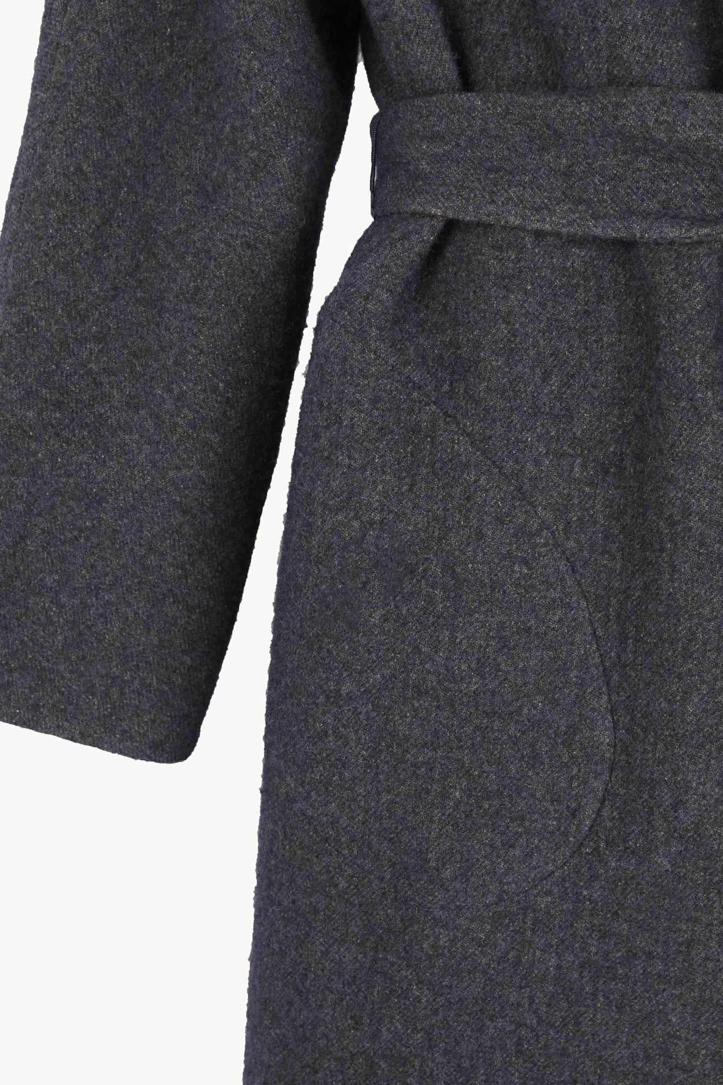 Noon, blue melange wool and cotton long coat