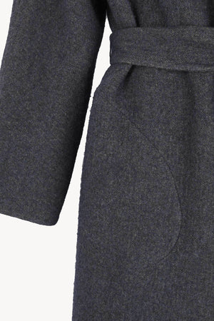 Noon, blue melange wool and cotton long coat