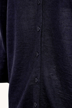 Nora, cardigan de punto de lino azul marino oscuro