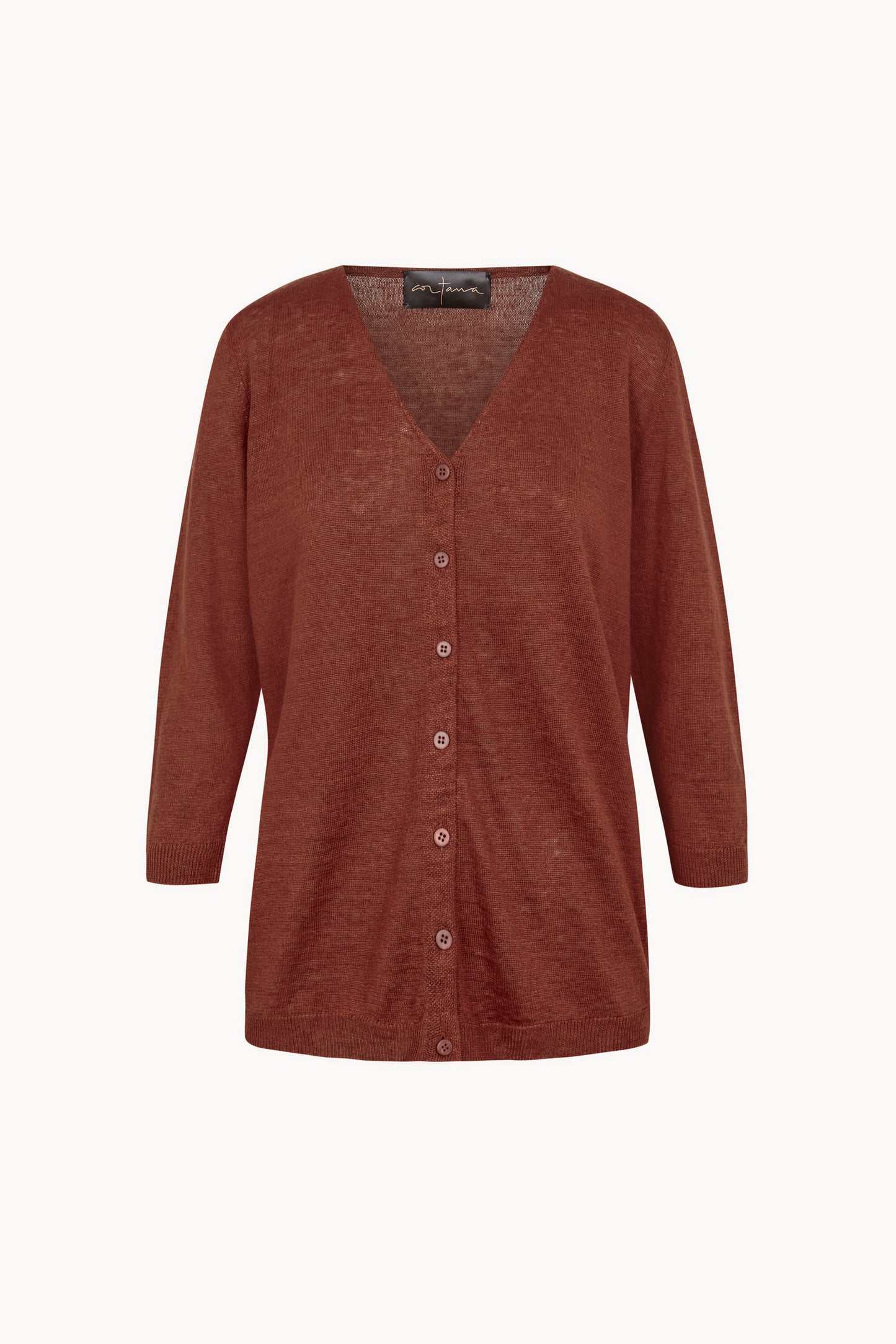 Nora, cardigan de punto de lino arcilla oscuro