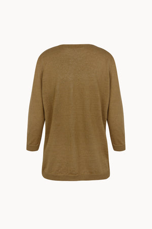 Nora, cardigan de punto de lino verde oliva