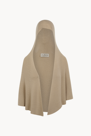 Nua, capucha fluida multiposición de cachemir beige