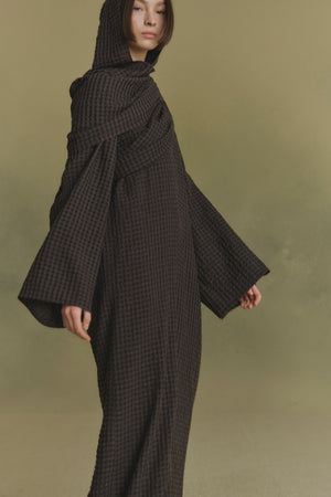 Nuna, brown checked jacquard scarf