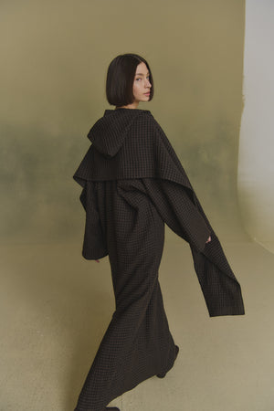 Nuna, brown checked jacquard scarf