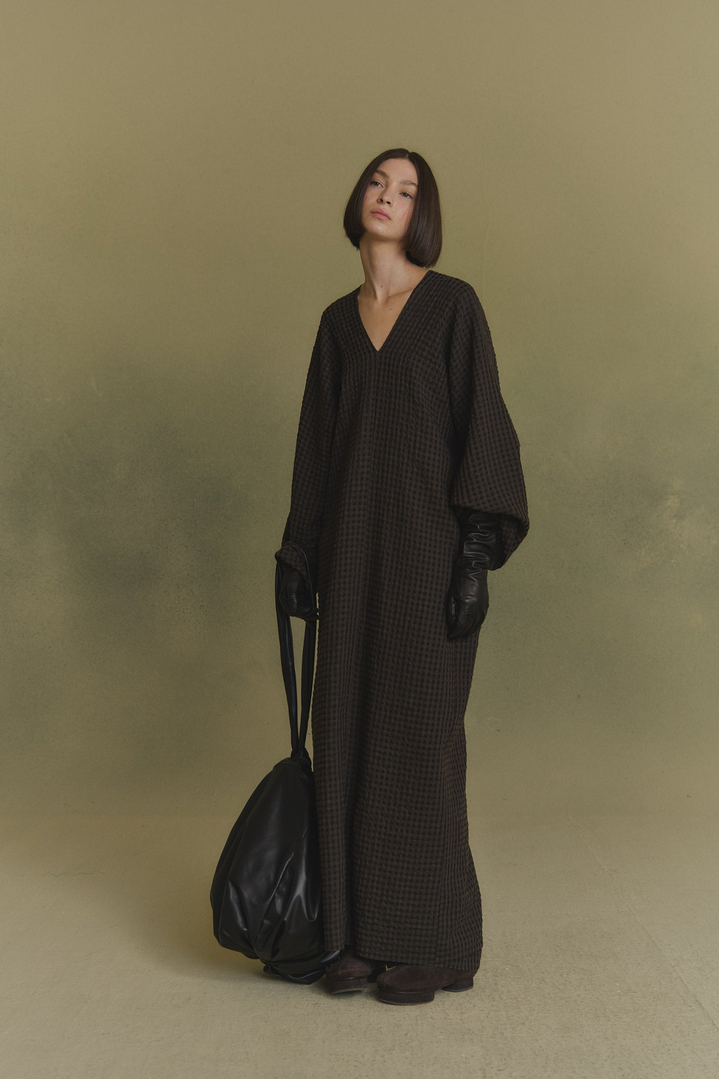 Nuna, dark jacquard plaid dress