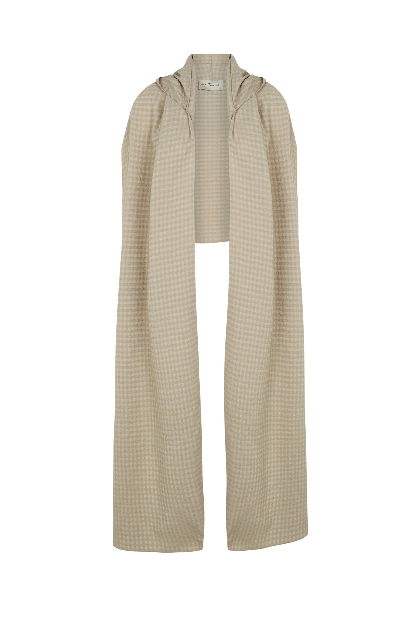 Nuna, beige checked jacquard scarf