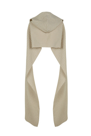 Nuna, beige checked jacquard scarf