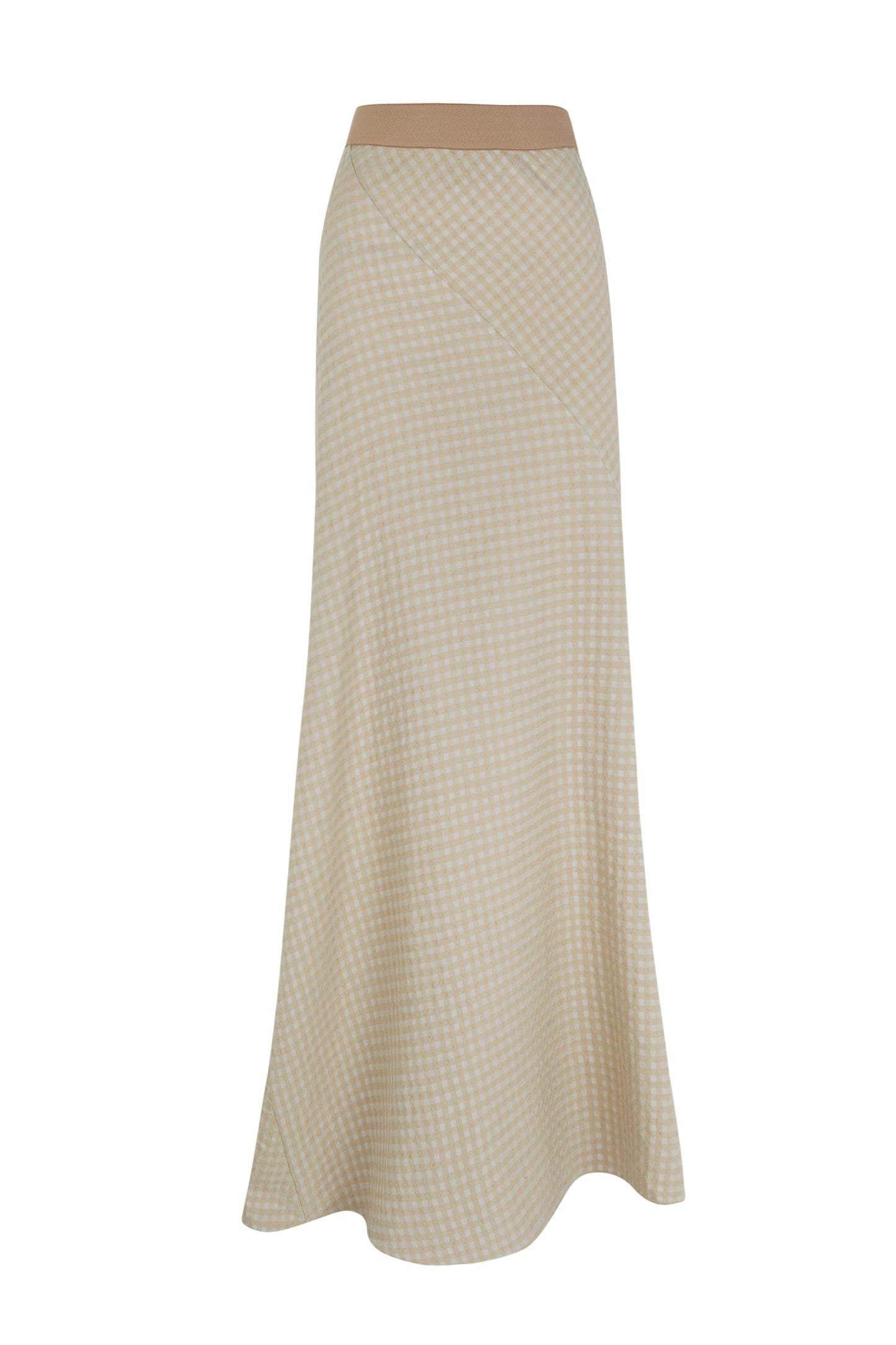 Nuna, beige checked jacquard skirt