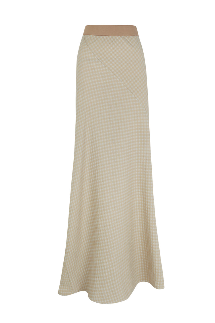 Nuna, falda a cuadros jacquard beige