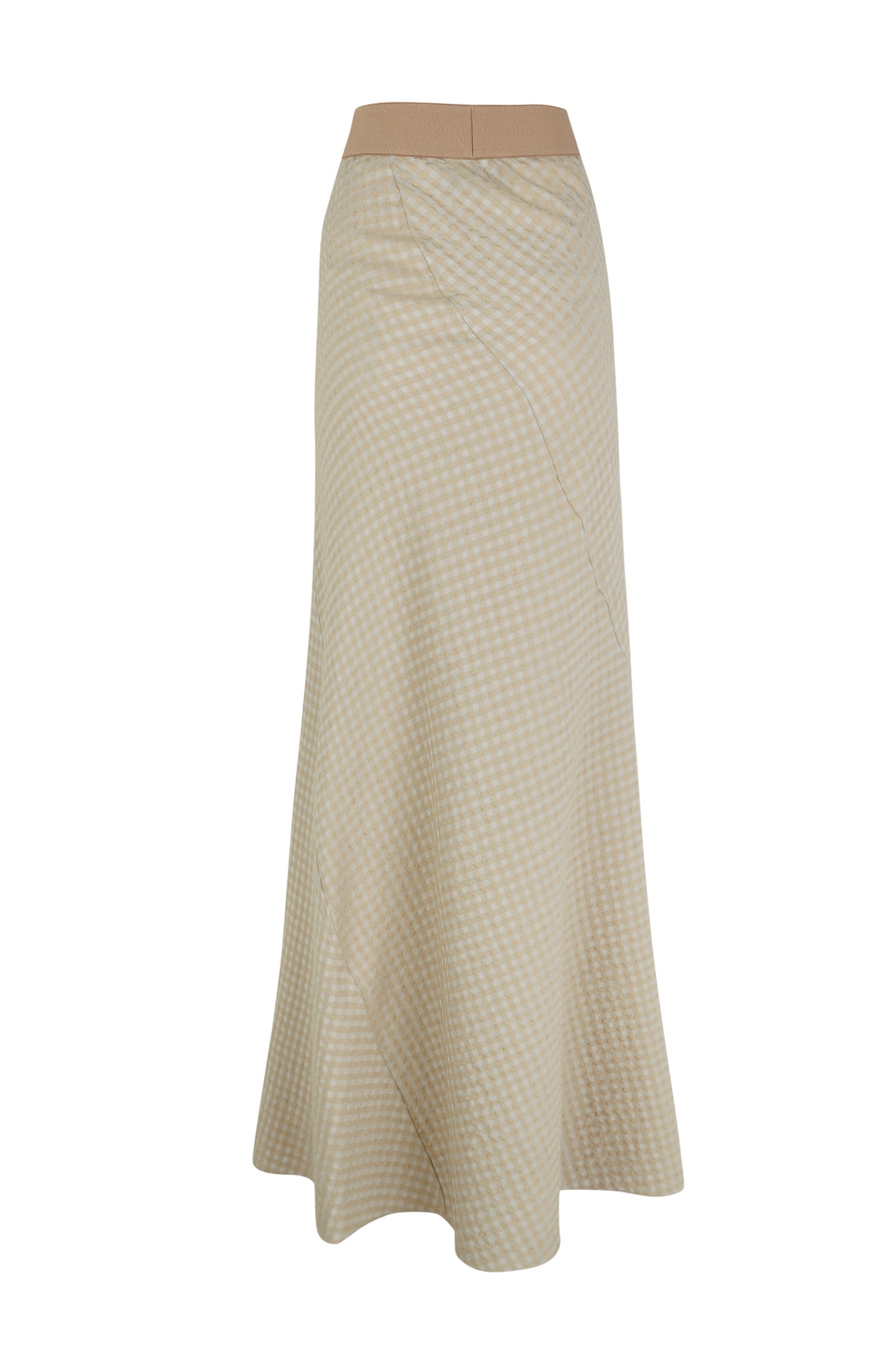 Nuna, beige checked jacquard skirt