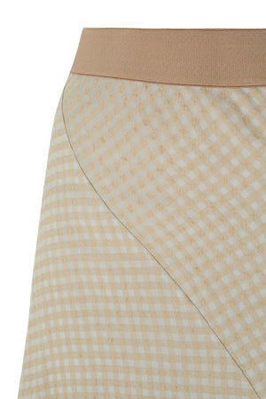 Nuna, beige checked jacquard skirt