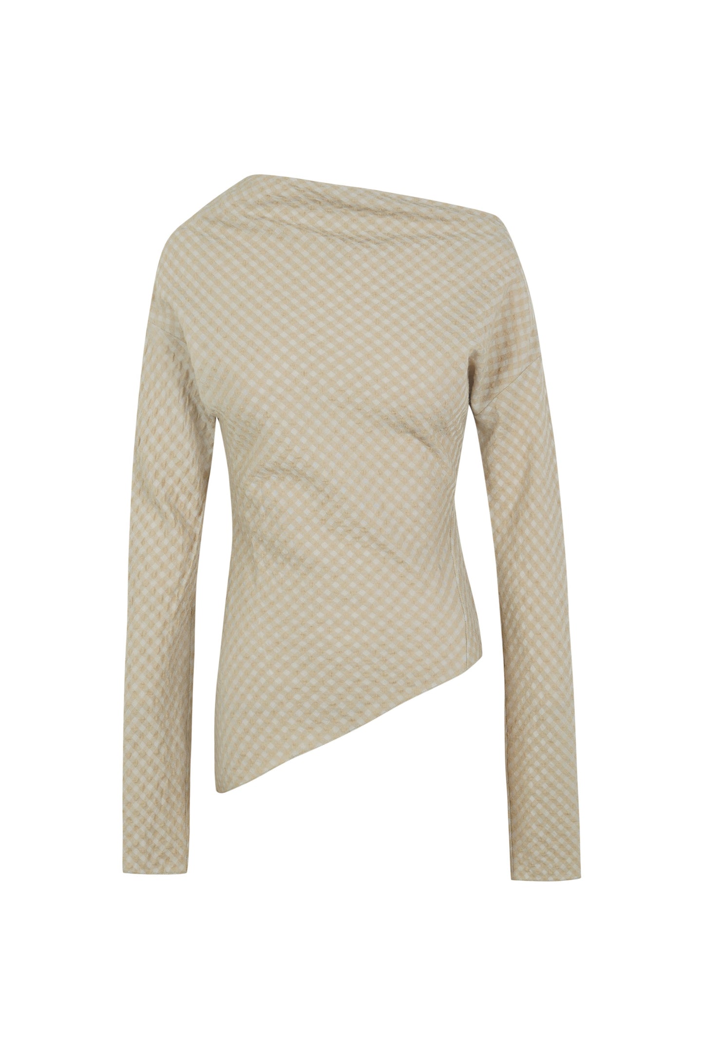 Nuna, beige checked jacquard top