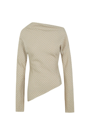 Nuna, beige checked jacquard top