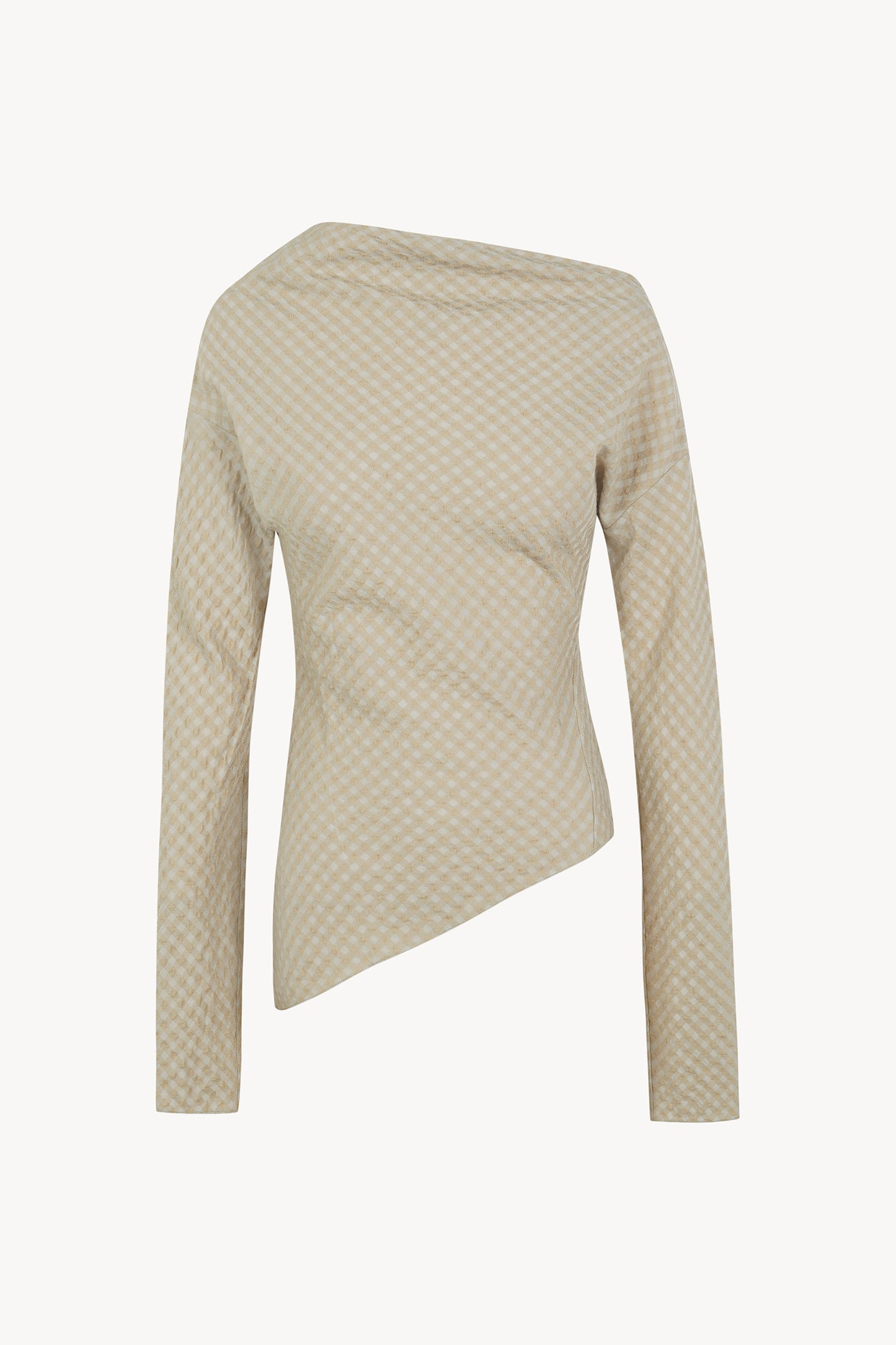 Nuna, top a cuadros jacquard beige