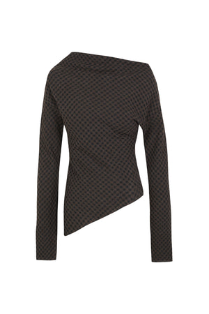 Nuna, brown checked jacquard top