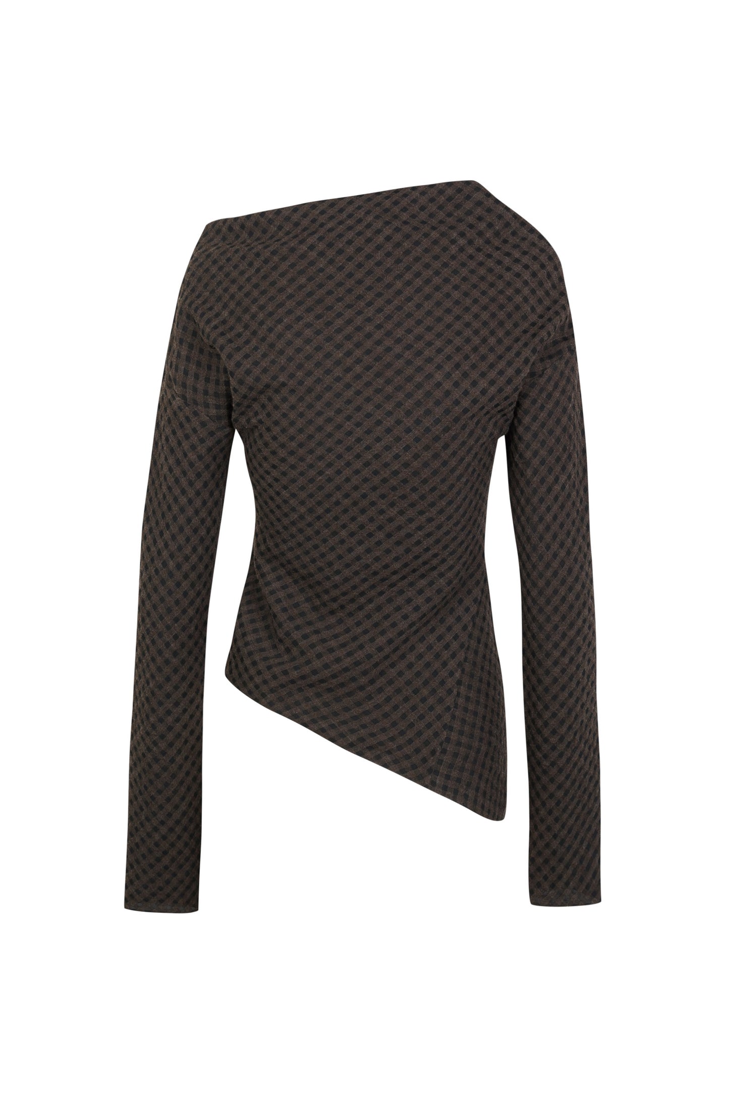 Nuna, brown checked jacquard top