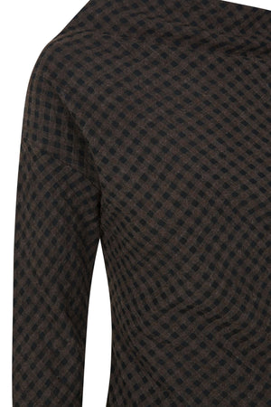 Nuna, brown checked jacquard top
