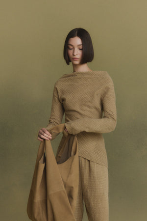 Nuna, beige checked jacquard top