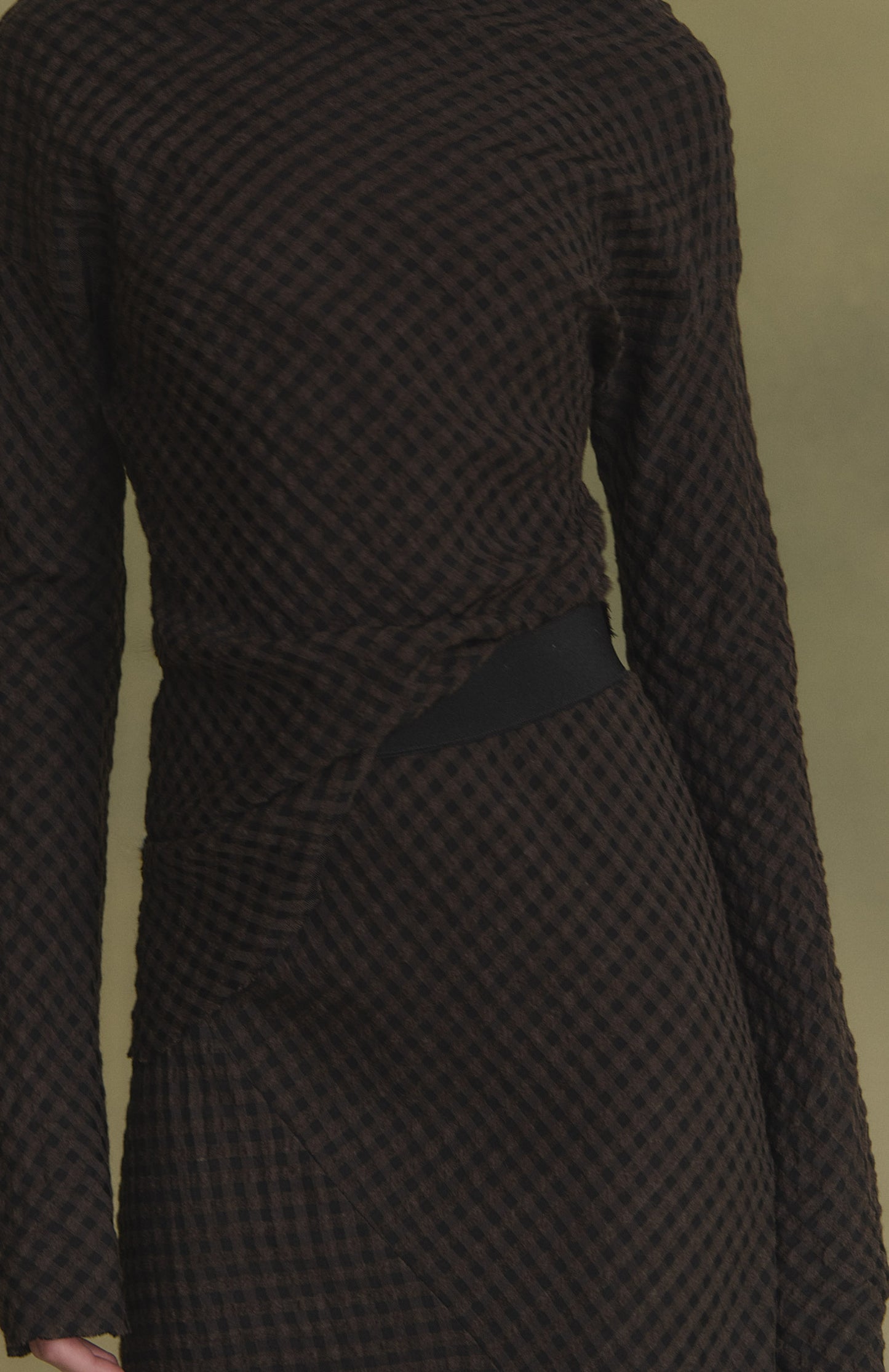 Nuna, brown checked jacquard skirt