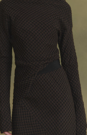 Nuna, brown checked jacquard skirt