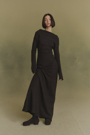 Nuna, brown checked jacquard skirt