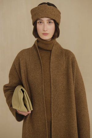 Nur, brown wool and cotton coat