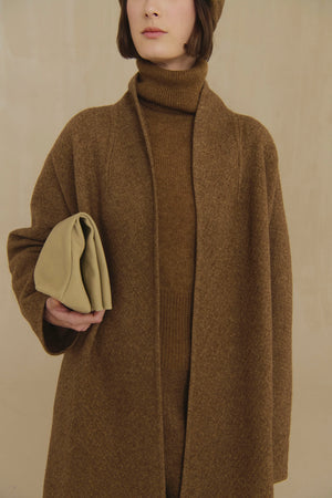 Nur, brown wool and cotton coat