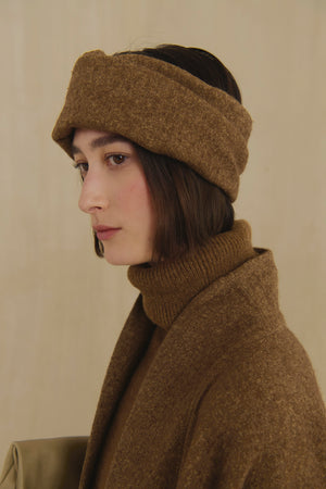 Nur, turbante de lana y algodon marron