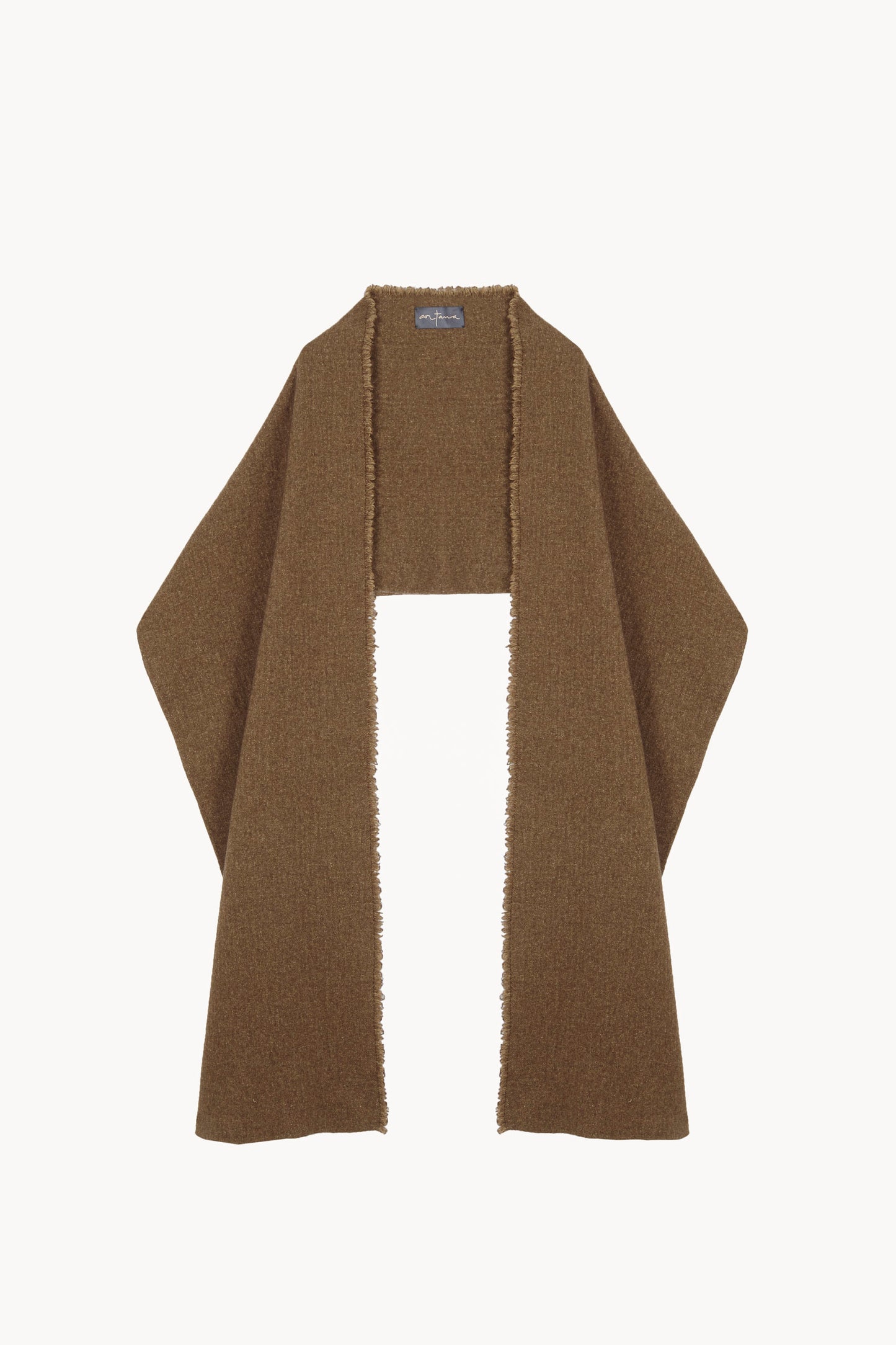Nur, foulard largo de lana y algodon marron