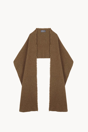 Nur, foulard largo de lana y algodon marron