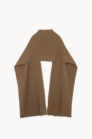 Nur, foulard largo de lana y algodon marron