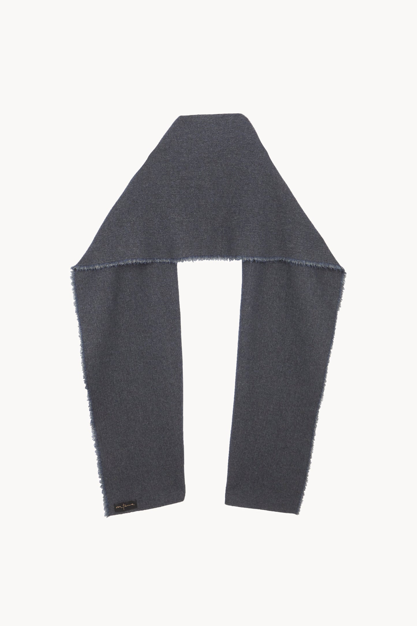 Nur, blue melange wool and cotton long scarf