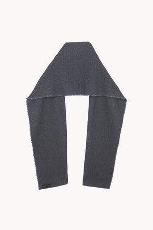 Nur, blue melange wool and cotton long scarf
