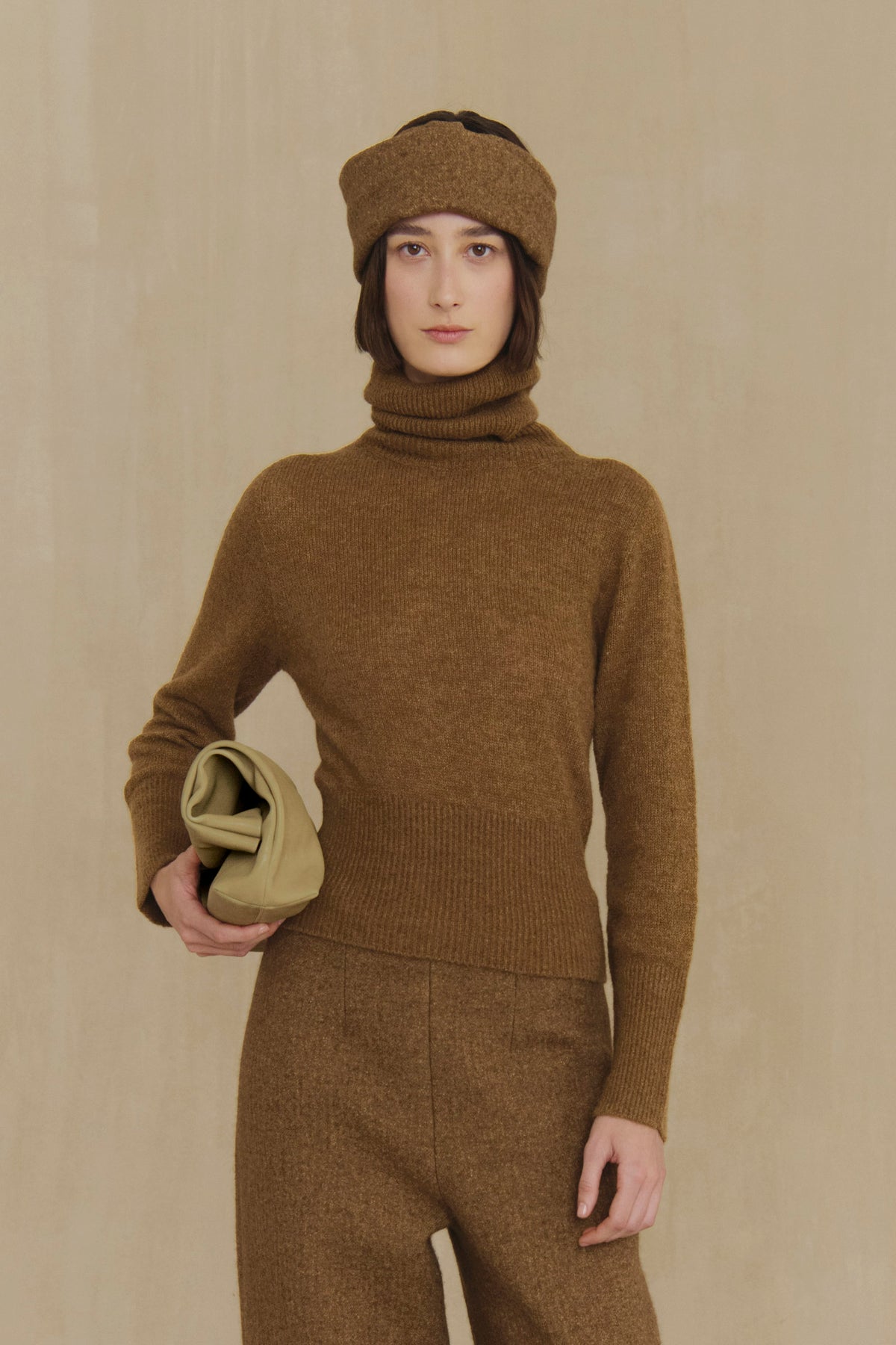 Eira, night green alpaca and silk turtleneck jumper