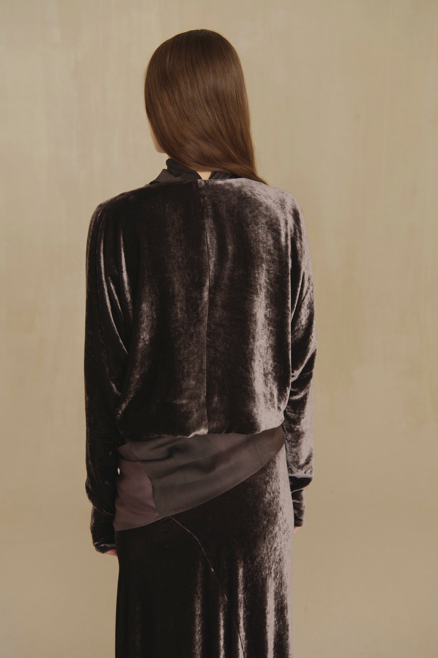 Iris, deep burgundy velvet jacket