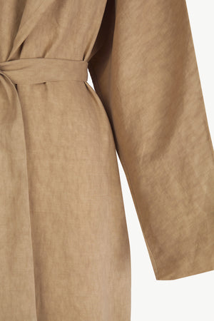 Odel, dark beige linen and cupro trench coat