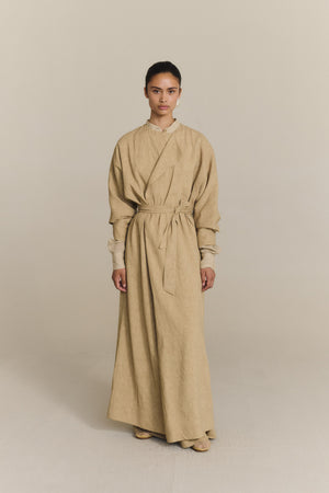 Odel, gabardina de lino y cupro beige oscuro